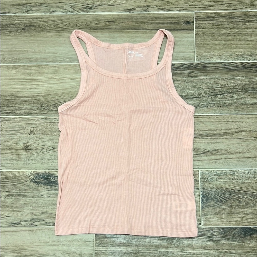 Aerie Pink Fitted Tank Top with Scoop Neck